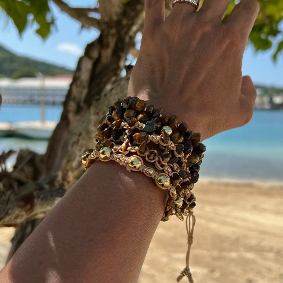 Calypsos Island Boutique Bracelet St. Kitts – Gold Globes Macrame Bracelet