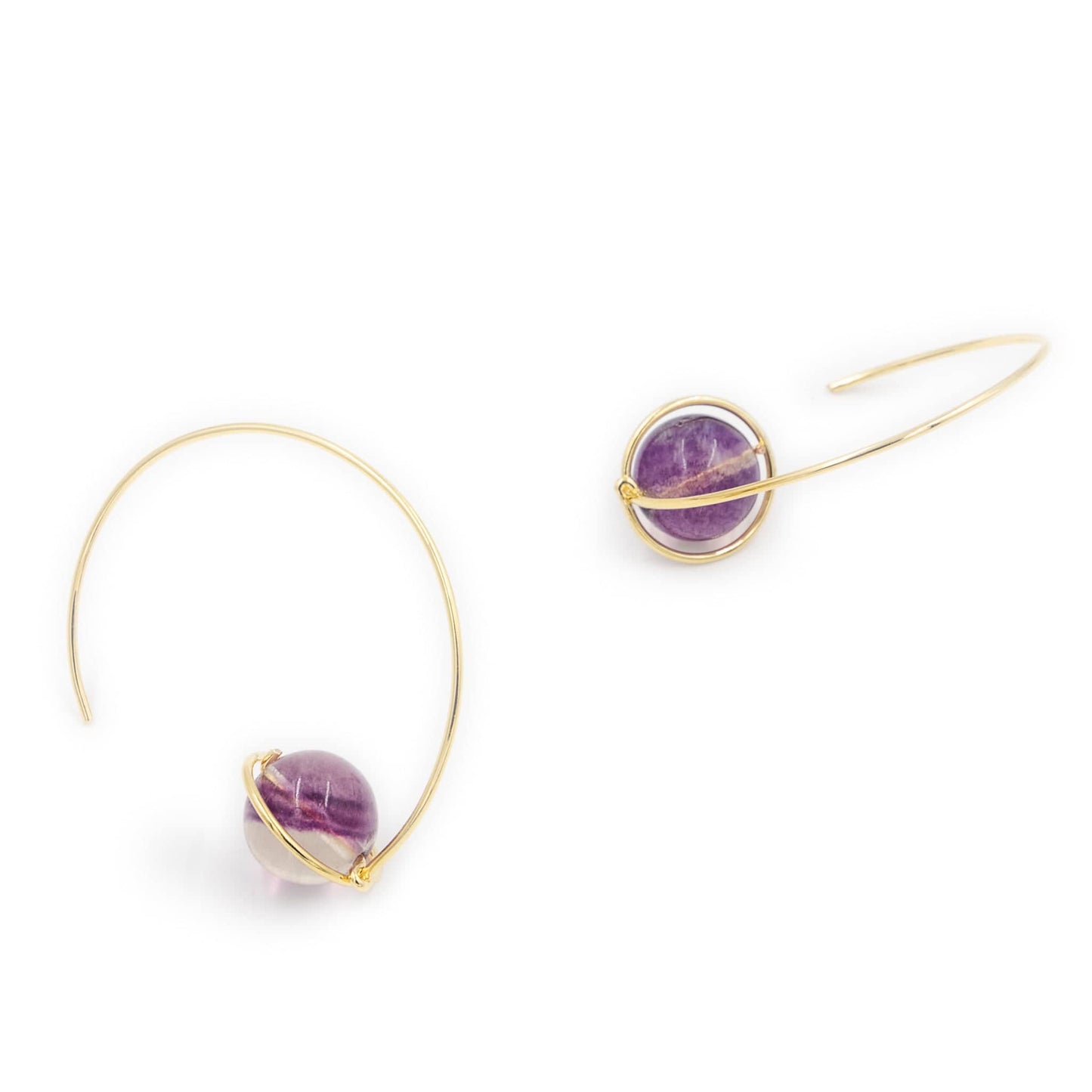 Calypsos Island Boutique Earrings Jupiter - Amethyst Beaded Hoop Earrings