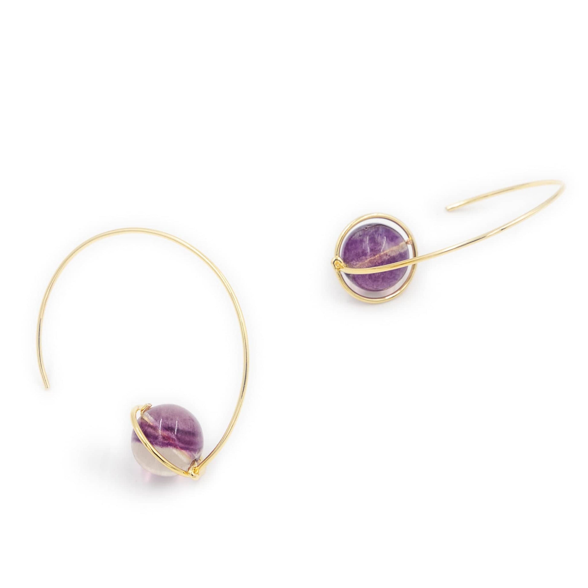 Calypsos Island Boutique Earrings Jupiter - Amethyst Beaded Hoop Earrings