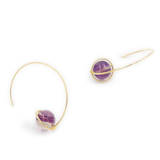 Calypsos Island Boutique Earrings Jupiter - Amethyst Beaded Hoop Earrings