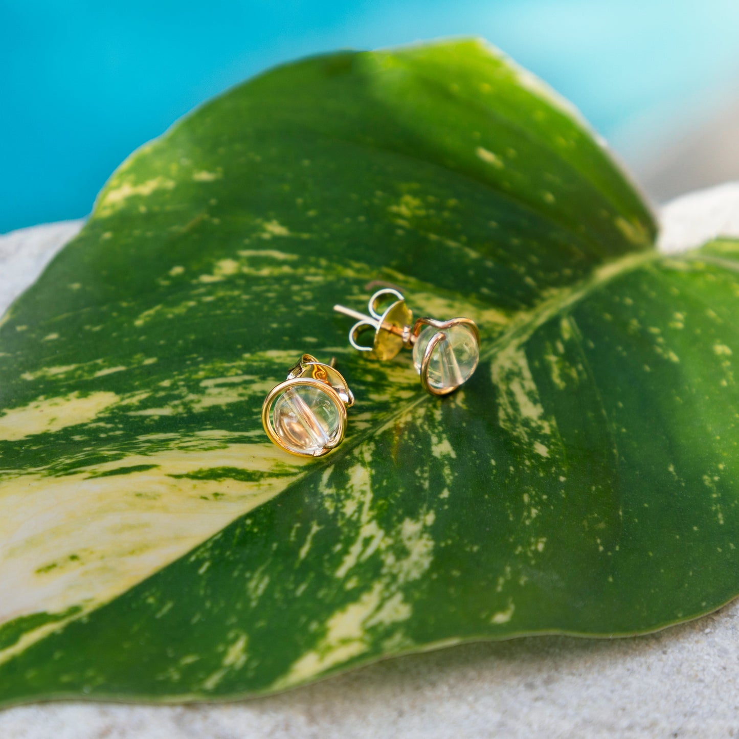 Calypsos Island Boutique Earrings Kaia – Clear Quartz Beaded Earring