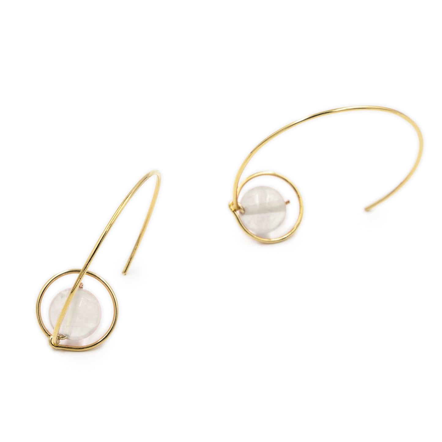 Calypsos Island Boutique Earrings Luna – Clear Quartz Beaded Hoop Earring