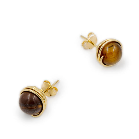 Calypsos Island Boutique Earrings Maia – Tiger's Eye Beaded Earrings
