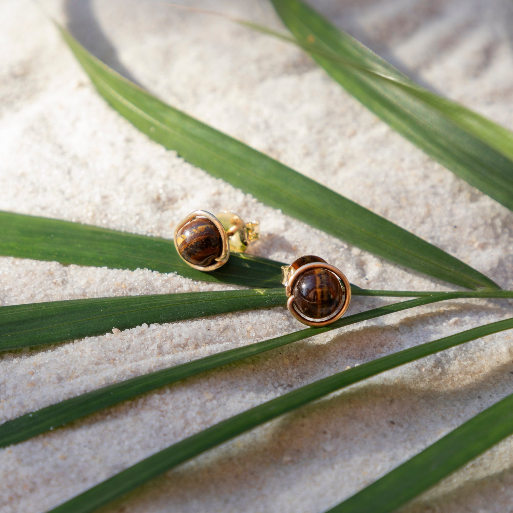 Calypsos Island Boutique Earrings Maia – Tiger's Eye Beaded Earrings