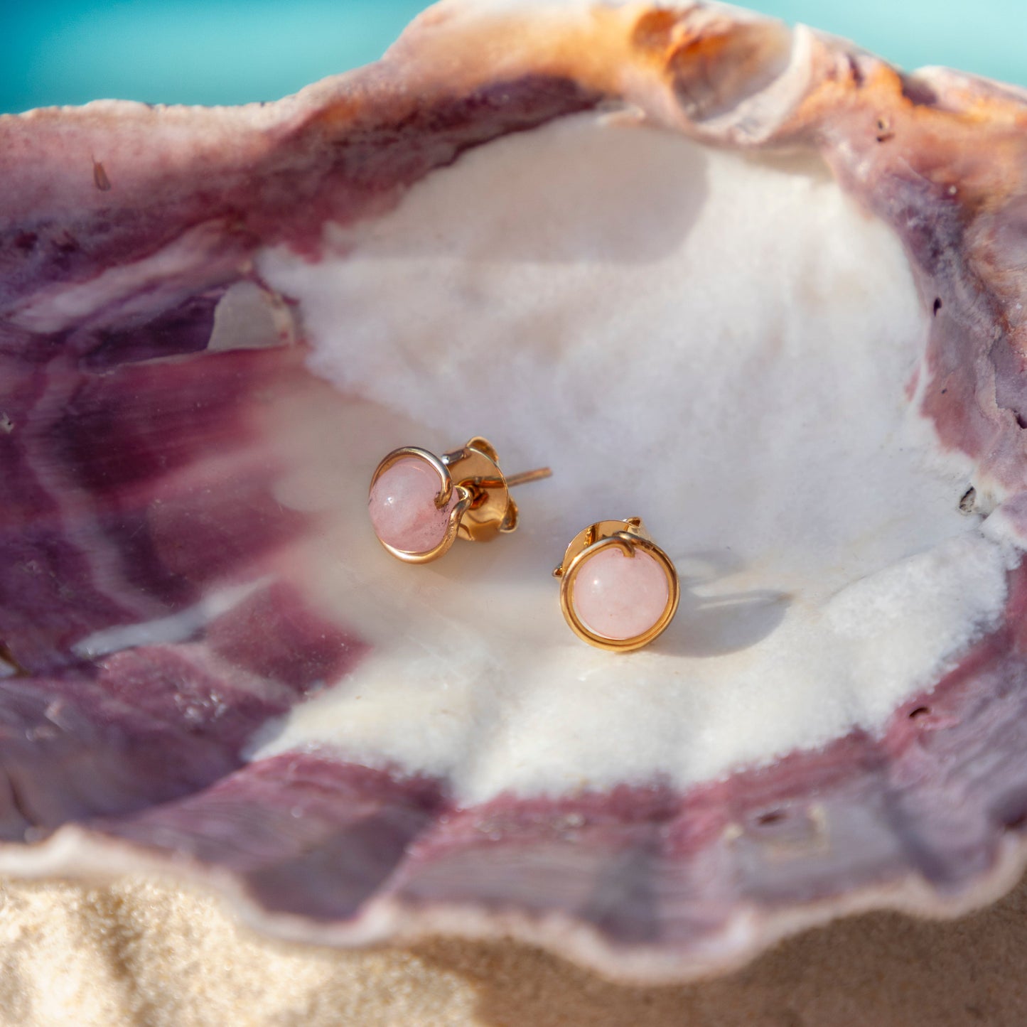 Calypsos Island Boutique Earrings Rose – Rose Quartz Beaded Earrings