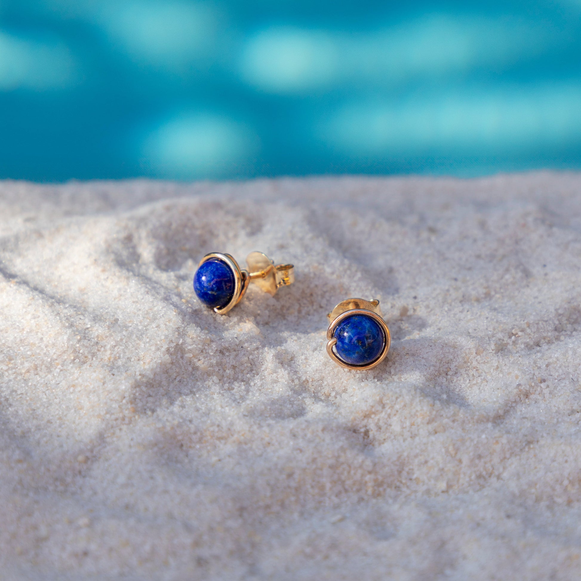 Calypsos Island Boutique Earrings Sky – Lapis Lazuli Beaded Earring