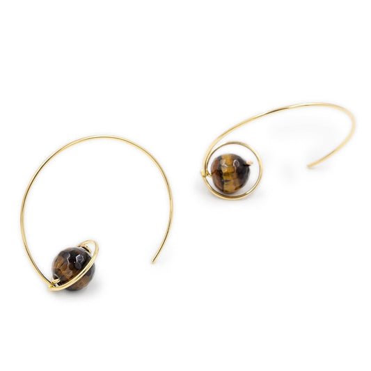 Calypsos Island Boutique Earrings Terra – Tiger's Eye Beaded Hoop Earring