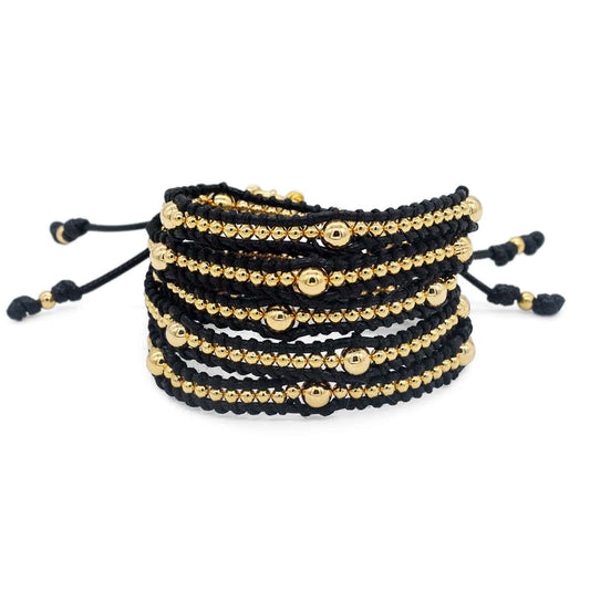 Calypsos Island Boutique Wrap Black St. Armands – Gold Bead Macrame Wrap Bracelet