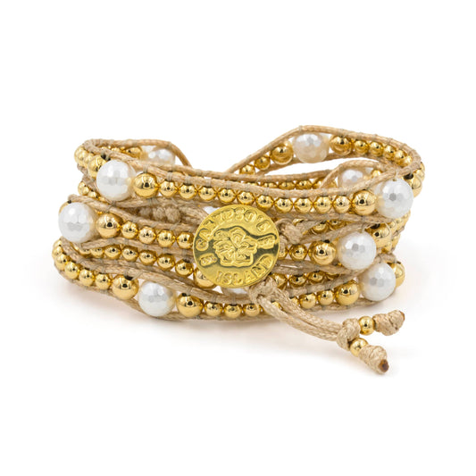 Calypsos Island Boutique Wrap Turks & Caicos – Mystic Faceted Agate and Gold Wrap Bracelet