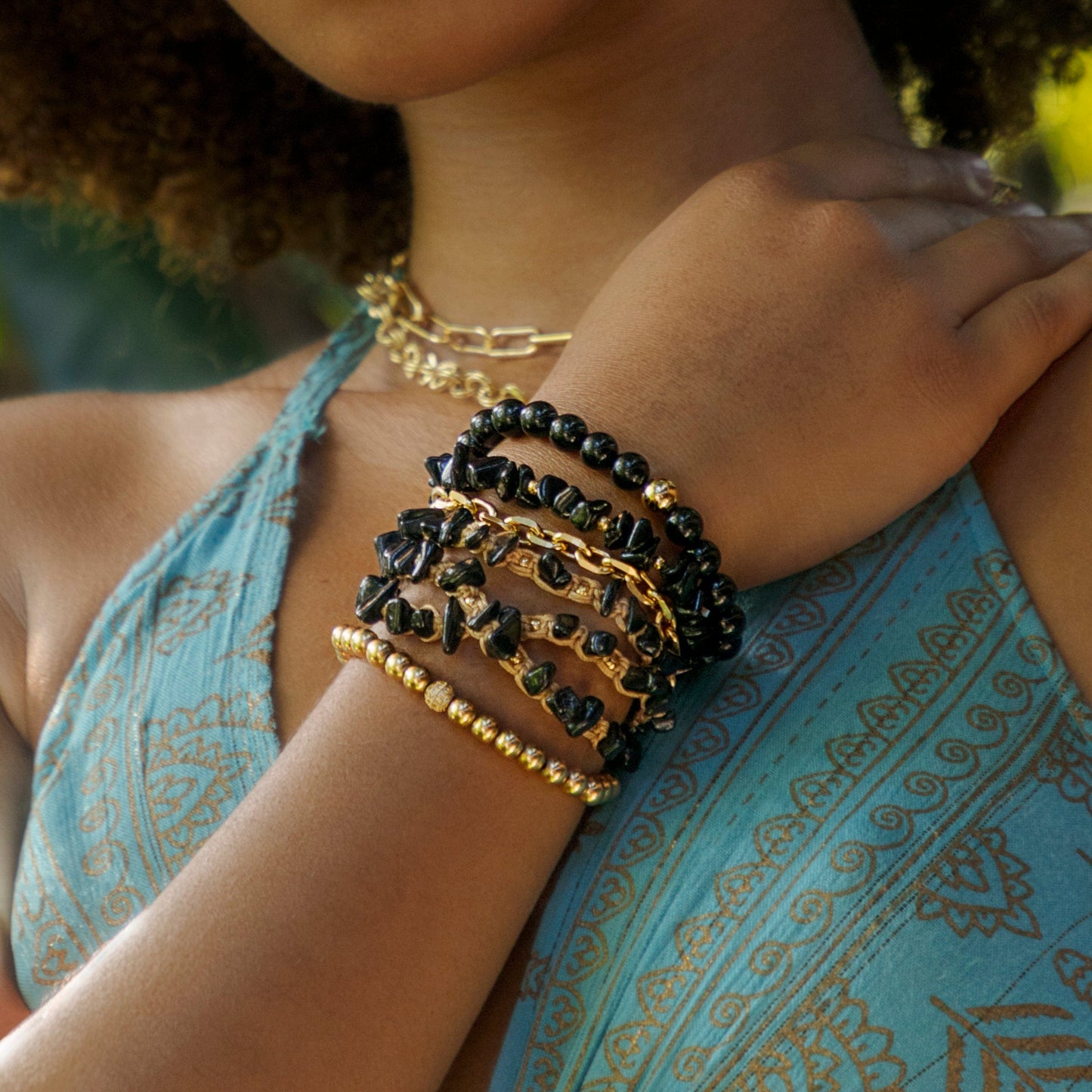 Calypsos Island Boutique Bracelet Layla  - Black Onyx Macrame Bracelet