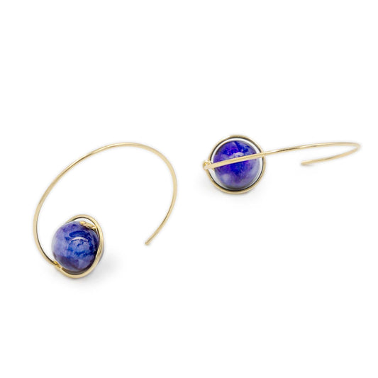 Calypsos Island Boutique Earrings Neptune – Lapis Lazuli Beaded Hoop Earring