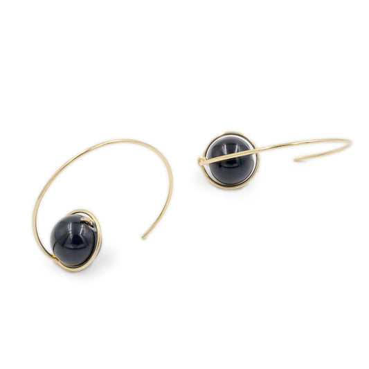 Calypsos Island Boutique Earrings Pluto – Black Onyx Beaded Hoop Earring