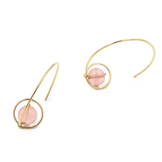 Calypsos Island Boutique Earrings Venus – Rose Quartz Beaded Hoop Earring