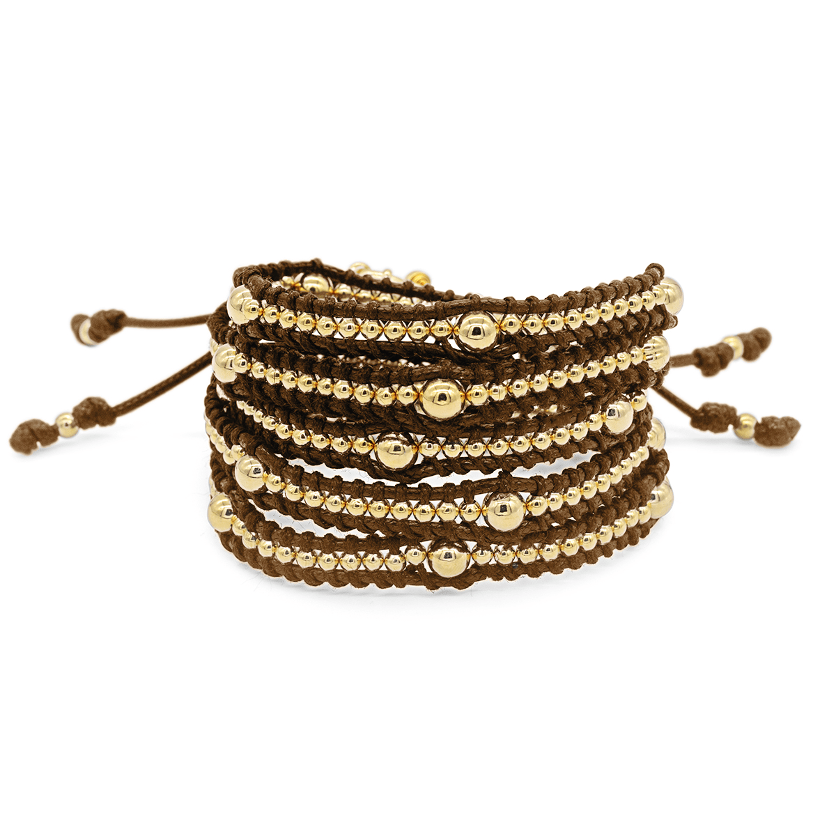 Calypsos Island Boutique Wrap Brown St. Armands – Gold Bead Macrame Wrap Bracelet