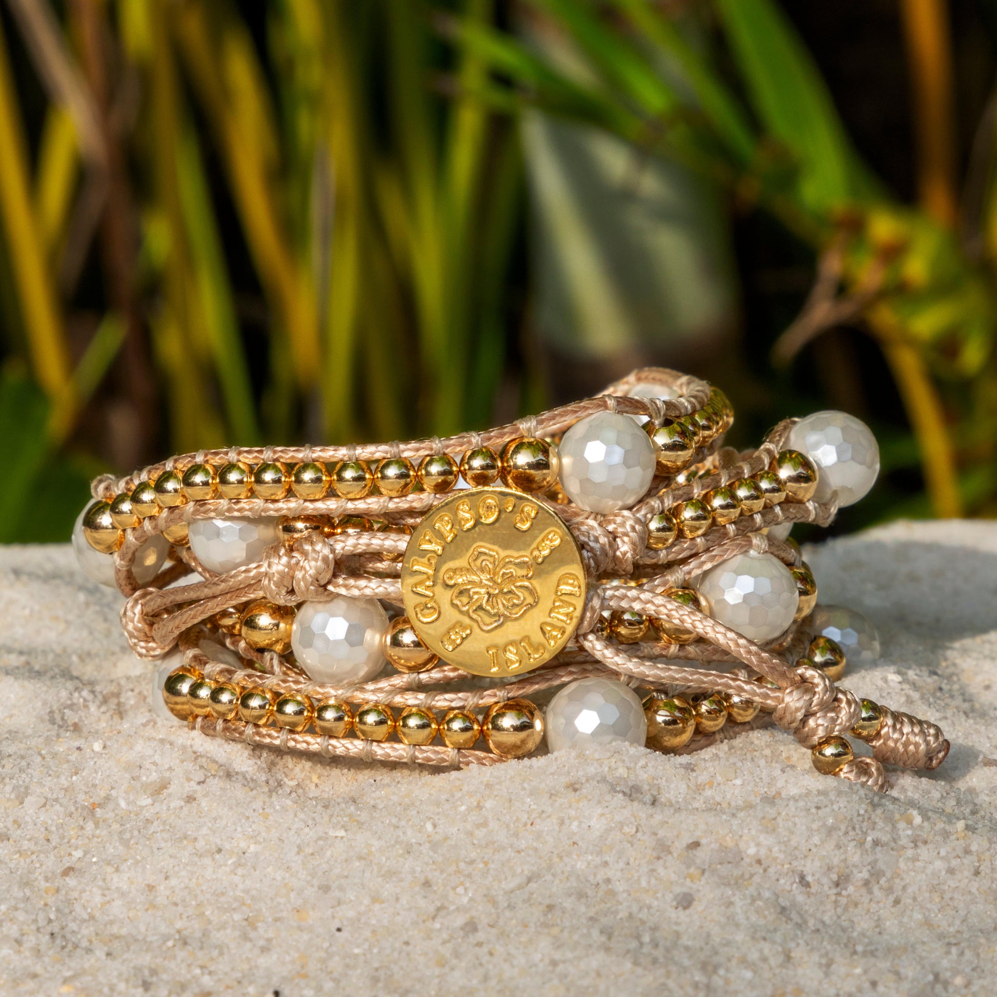 Calypsos Island Boutique Wrap Turks & Caicos – Mystic Faceted Agate and Gold Wrap Bracelet